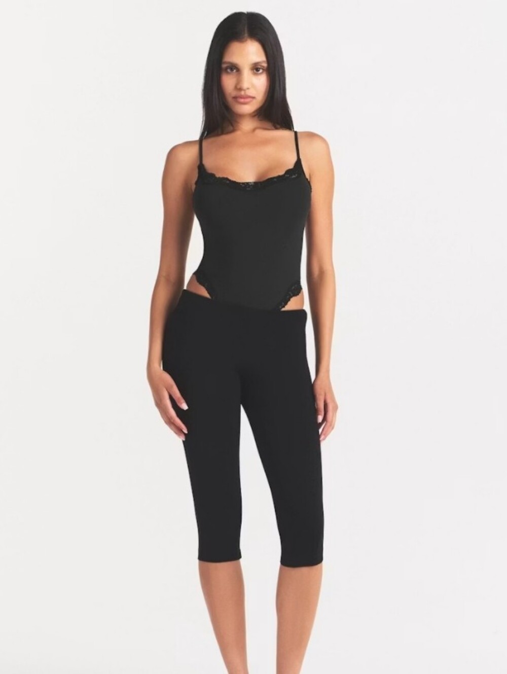 SKIMS Fits Everybody Lace Cami Bodysuit — Onyx Black
